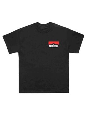 Marlboro Black Short-Sleeve Tee with Red Chest Logo